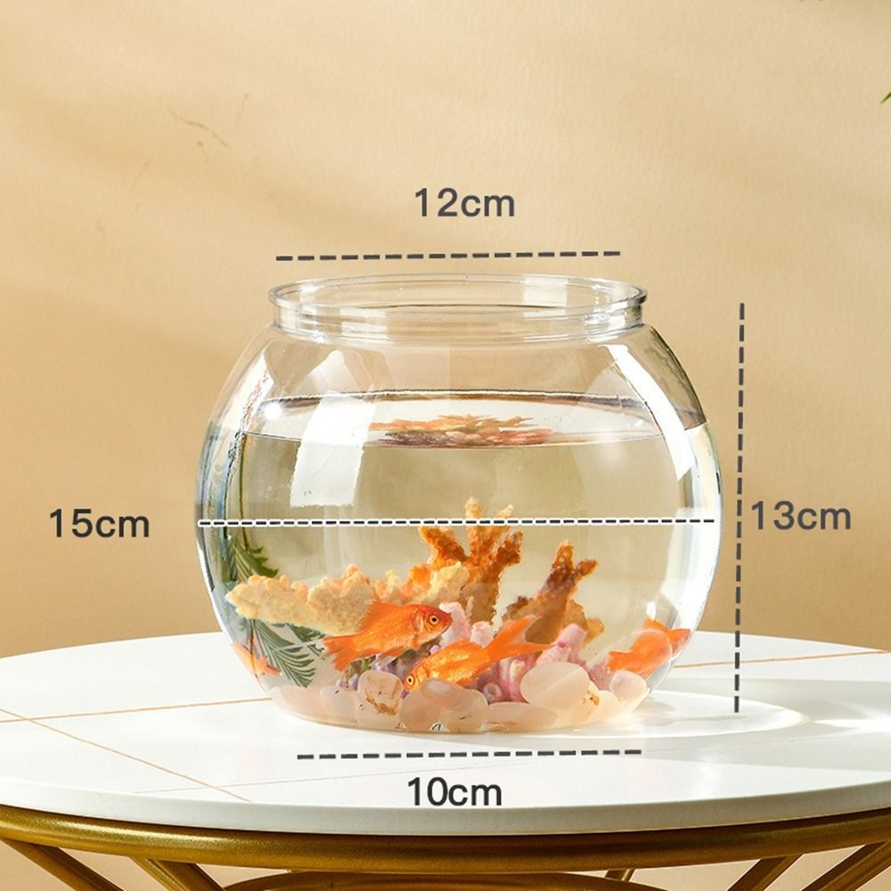 Aquarium Fish Names - ホームデコレーション クリア透明丸型水槽 プラスチック製小型魚鉢 クリエイティブで軽やかな高級感 デスクトップ水槽 リビングルーム用