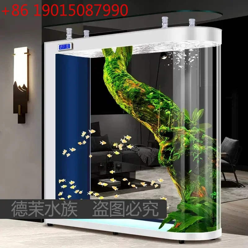 Aquarium Xxl - 床から天井までのガラス製水槽リビングルーム仕切り中大型スクリーン自動循環フィルター水槽ボックス