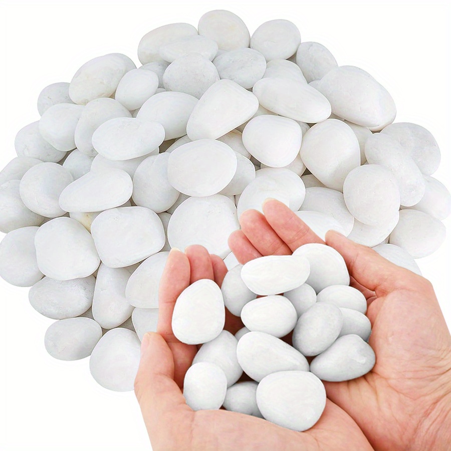 Aquarium Decoration Rock - 200/400g ホワイト高研磨天然玉石 2-3cm 中庭景観装飾石、植物の鉢、水槽用小石 JXB