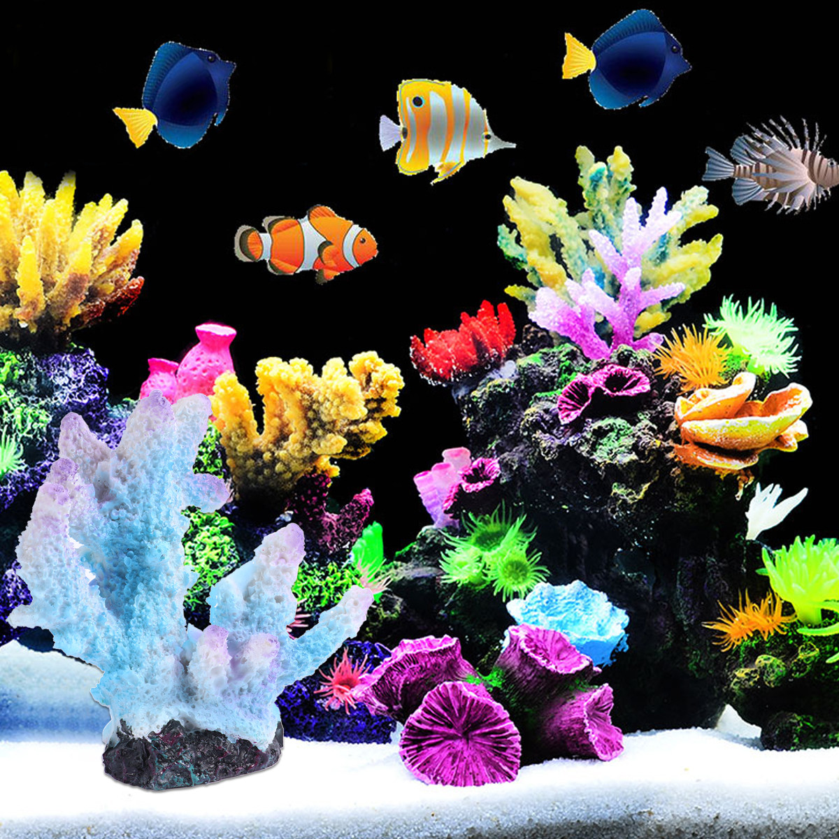 Xl Aquarium Fish - 水槽用人工樹脂製サンゴ礁 Xl-S1718 リアルな水槽装飾 自然な生きているようなサンゴ飾り 淡水・海水両用