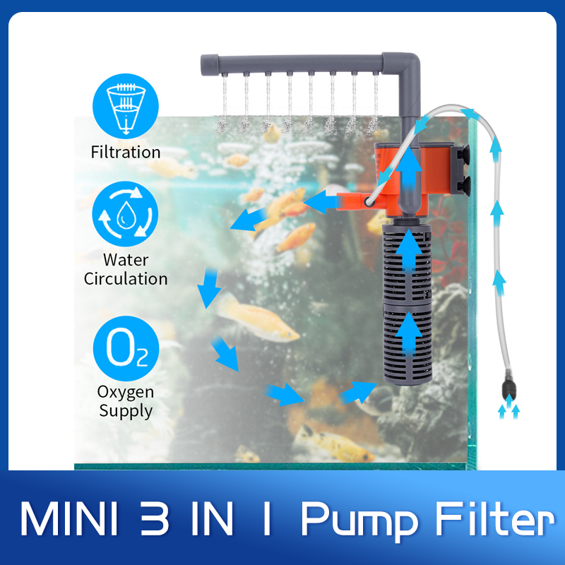 Xl Aquarium Fish - Xilong-ミニ水中フィルターポンプXL-666/777a,排水管付き酸素フィルター,水槽用の穴