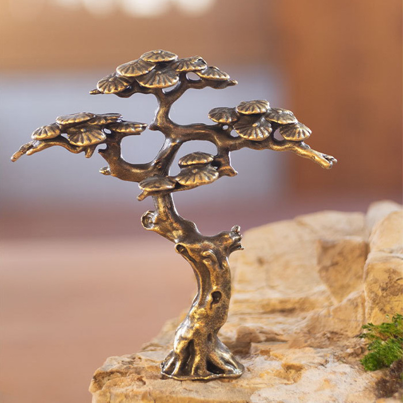 Aquarium Decoration Rock - ミニウェルカムパインミニチュア置物銅小さなフェイクツリー装飾盆栽の木の彫像ミニチュア風景装飾