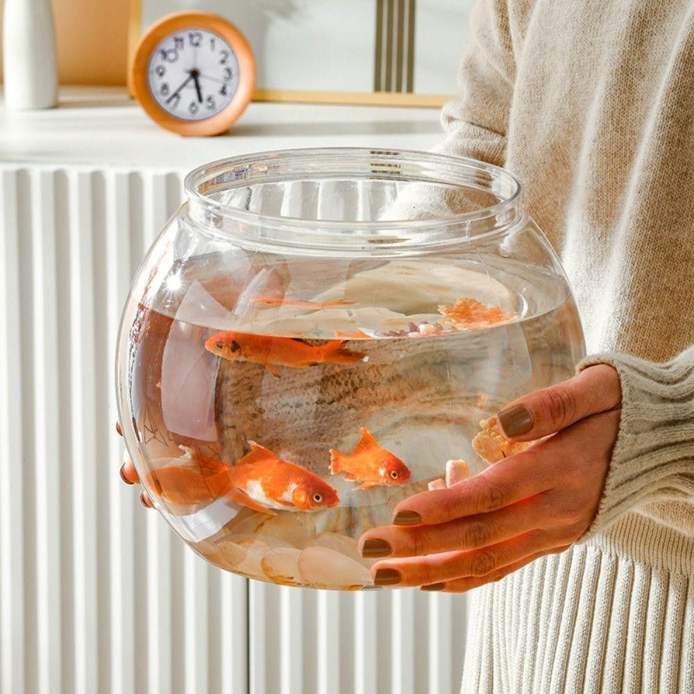 Aquarium Fish Names - 新しい透明な水槽、丸型、割れない、プラスチック製、軽量、小型の魚鉢、家の装飾