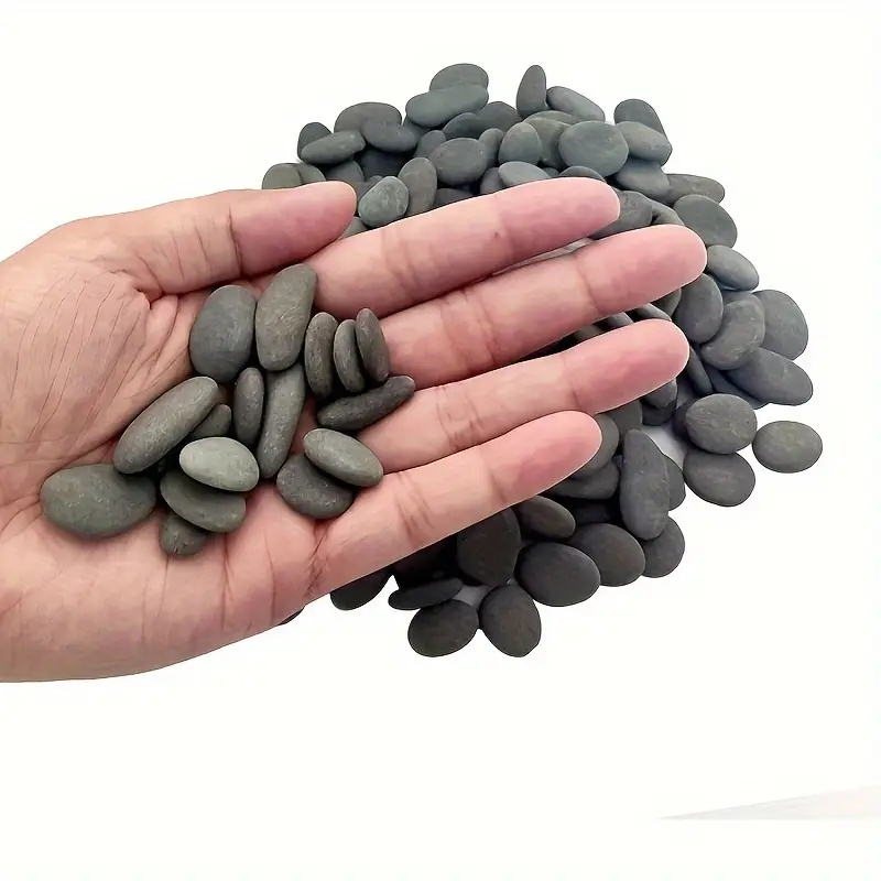 20 個の天然川の岩、グレーがかった黒の色調の滑らかな平らな - Aquarium Decoration Rock のレビューと価格