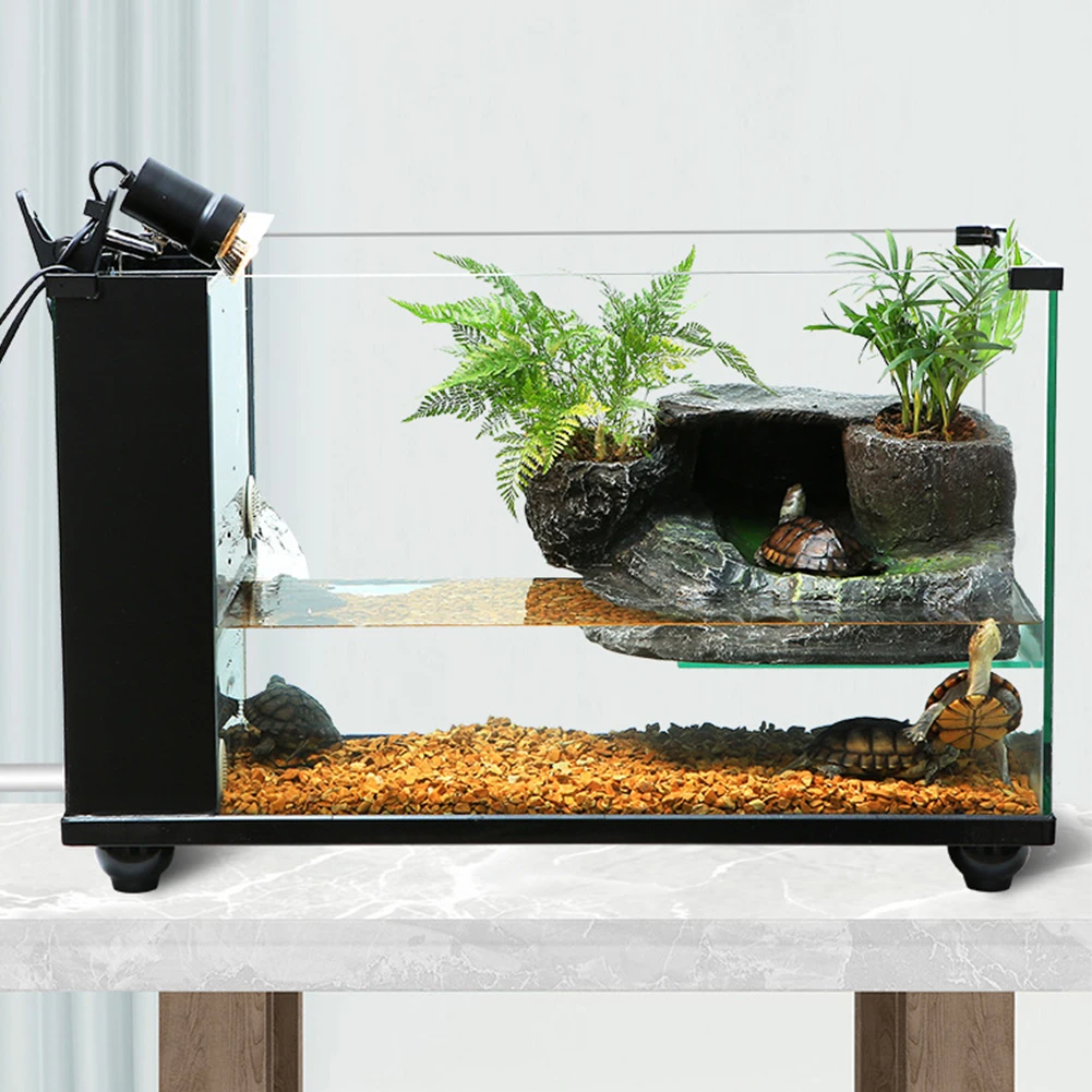 カメ日光浴プラットフォーム隠れ家洞窟ハウスクライミングプラッ - Aquarium Decoration Rock のレビューと価格