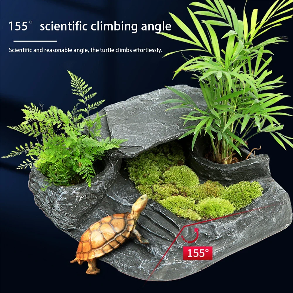 カメ日光浴プラットフォーム隠れ家洞窟ハウスクライミングプラッ - Aquarium Decoration Rock のレビューと価格