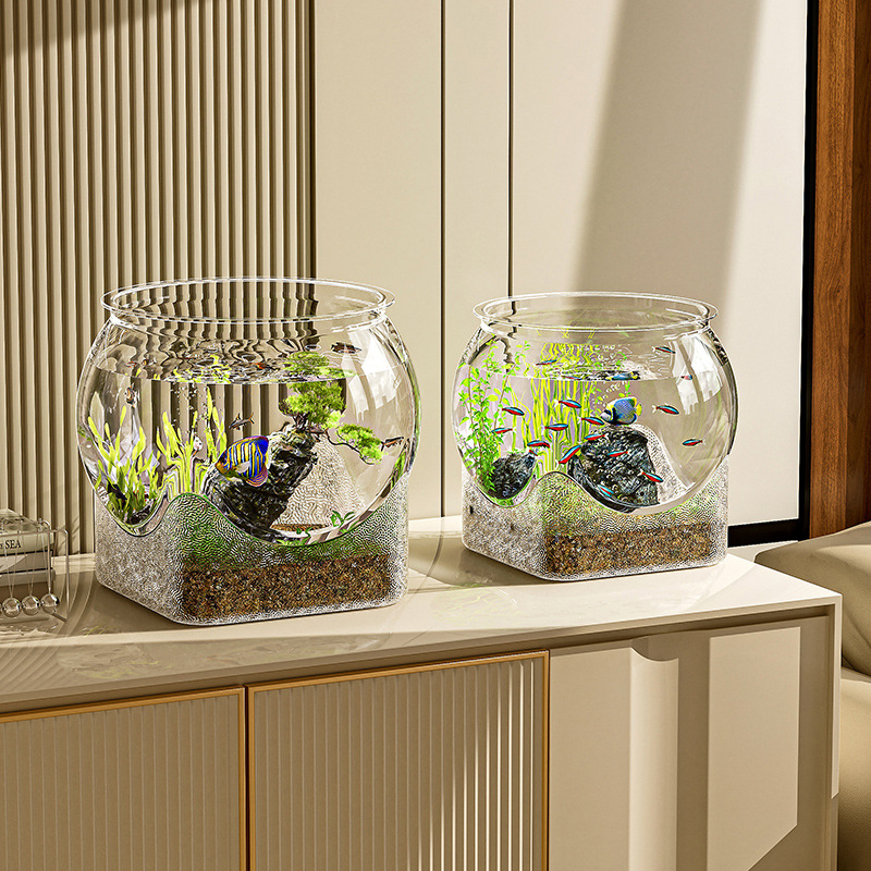 水槽水族館透明ラウンド観賞用ポータブル金魚金魚鉢プラスチック - Aquarium Fish Names のレビューと価格