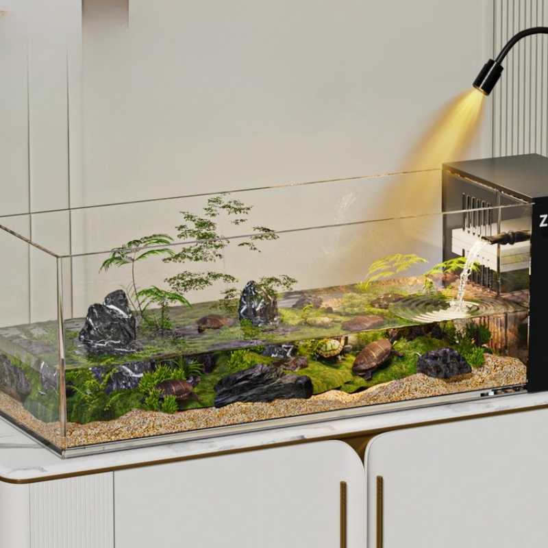 ‌ カメ水槽 - 渓流風景付き魚とカメのハイブリッド生息地、 - Aquarium Xxl のレビューと価格