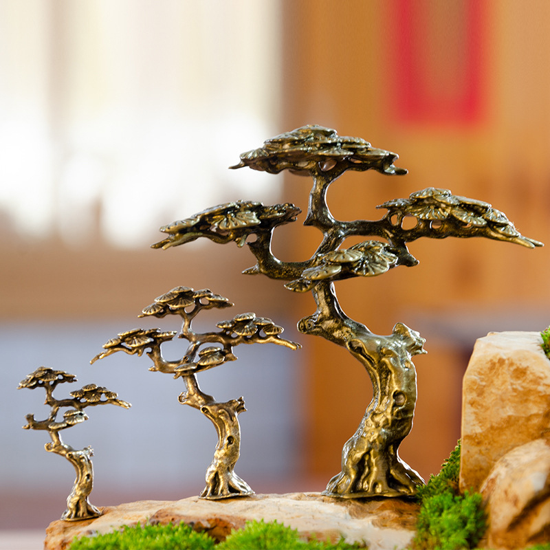 ミニウェルカムパインミニチュア置物銅小さなフェイクツリー装飾 - Aquarium Decoration Rock のレビューと価格