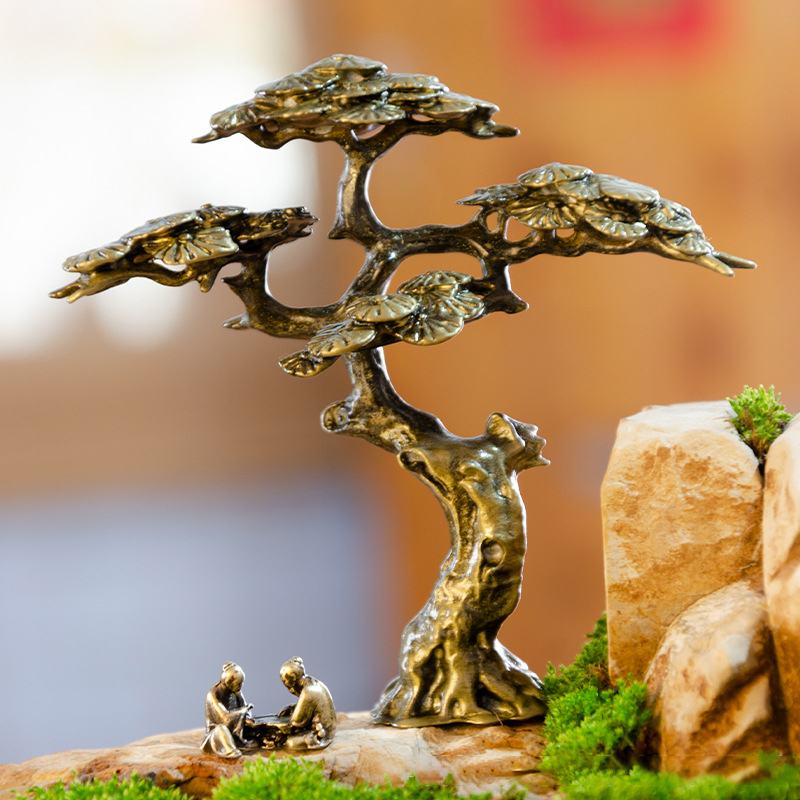 ミニウェルカムパインミニチュア置物銅小さなフェイクツリー装飾 - Aquarium Decoration Rock のレビューと価格